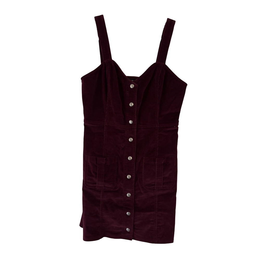 Express Burgundy Corduroy Button Down Jumper Mini Dress Wine Red Sleeveless S